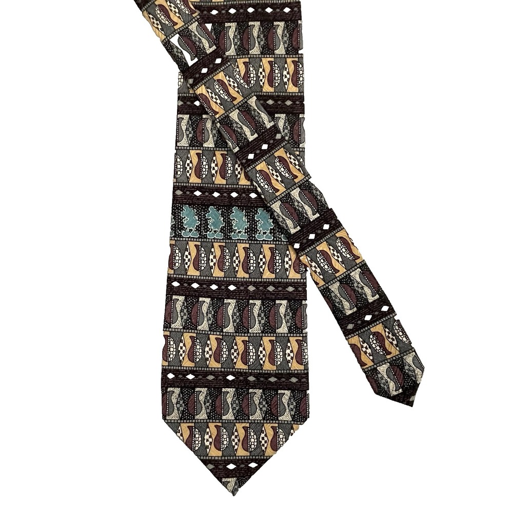 Vintage Mickey & Co Atlas Design Silk Tie Colorful Abstract Pattern 4" x‎ 58.75"